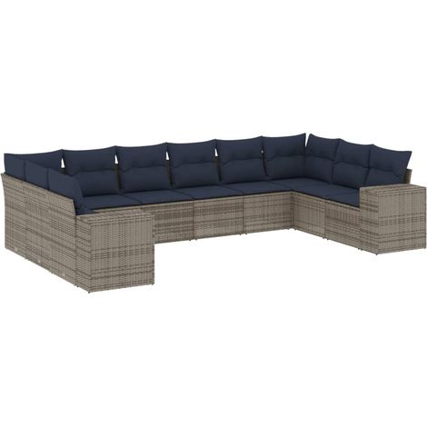 Maison Exclusive - 10-teiliges Gartensofa-Set mit Kissen, grau, P (1/5)