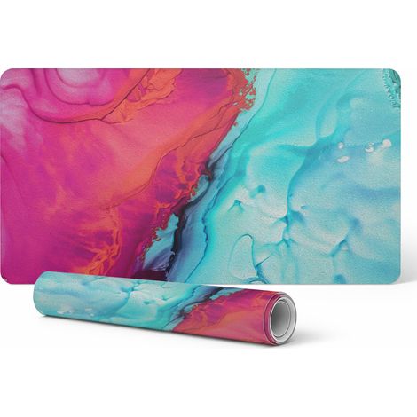 Alfombrilla protectora para escritorio/mesa con dise帽o abstracto de ondas, 100x50 cm.