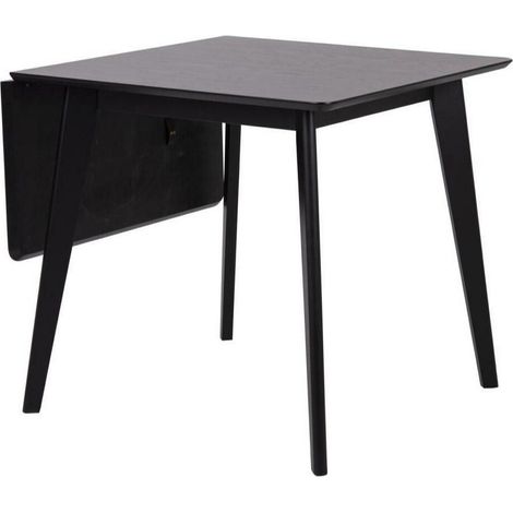 Mesa Norsica 484, Negro, 76x80x80cm, Alargamiento, Chapa de madera natural, Madera