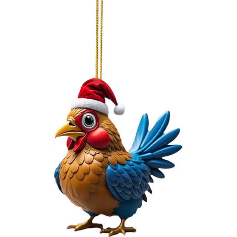 Guirlande De Poulet - Décoration De Sapin De Noël En Acrylique - Pendentif Pour Voiture Ou Sac - Ornement Festif - Lot De 1 (1/5)