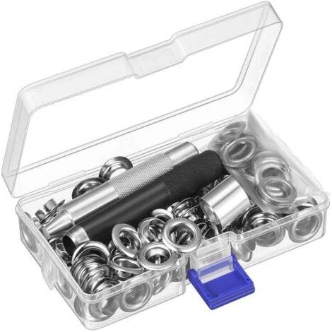 Pair Ösenset, 100 Ösensätze für Planen, Ösenset zur Reparatur von Zeltplanen, silberfarben