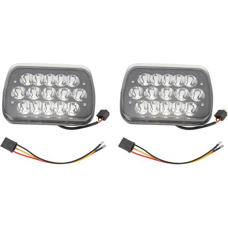 Jeffergarden Lot de 2 phares LED 7 pouces 45 W (gauche et droite) avec câblage pour Wrangler, Comanche et Cherokee (DC12V, noir)