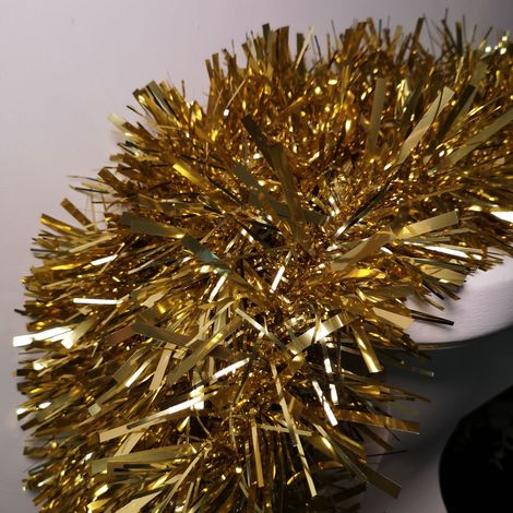 10m (33ft) x 15cm Luxury Chunky Cut Tinsel Garland Christmas Tree Decoration - Gold (1/5)