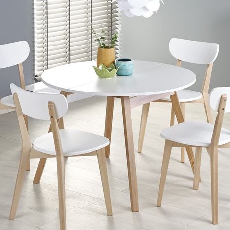 Table ronde scandinave avec rallonge 102cm Storend - Lot 4 chaises Storend (360€) (1/5)