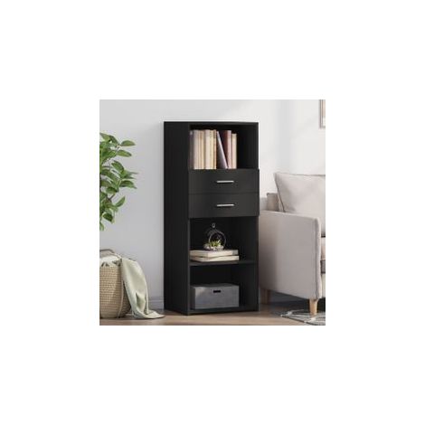 Buffet haut noir 50x42,5x124 bois d'ingénierie (1/5)