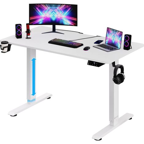 CASARIA® Motorised Sit Stand Desk  Height Adjustable 73-118cm  LCD Display Standing Home Office Gaming Computer Table  Headset, Drink Holder (1/5)
