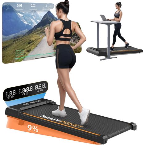 Tapis de marche, entraînement en inclinaison, design compact et pliable, noir (1/2)