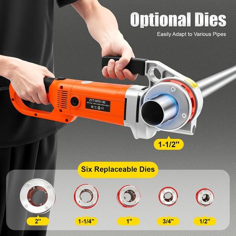 Machine à Fileter 21,9-59,6 mm Filière Électrique avec 6 1/2, 3/4, 1, 1-1/4, 1-1/2, 2",2300W Fileteuse de Tuyau,26 tr/min S'appliquer au Fileter Tuyau Galvanisé Fer Plastique (1/5)