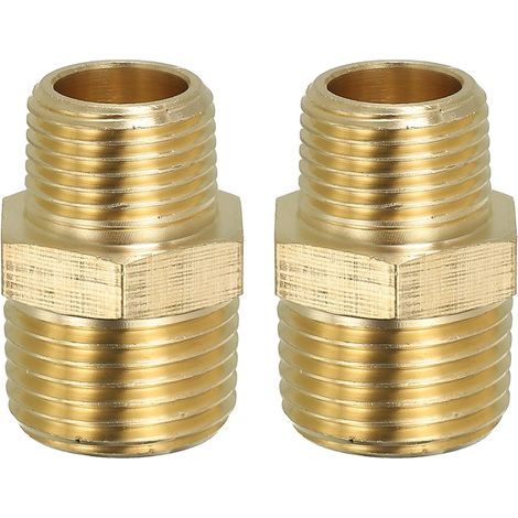 Raccord de Tuyau Hexagonal En Laiton Massif, Adaptateur Filetage, Lot 5, 1/4" Npt X 1/8" Npt, Connecteurs Ligne D'Eau Mâles - 1/2" NPT x 3/8" (1/5)