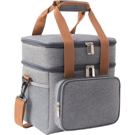 Portapranzo termico isolato per uomo e donna, borsa per il pranzo a tenuta stagna con due scomparti, portapranzo resistente all'acqua con due scomparti, 16L (1/5)