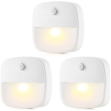Lumiere Détecteur de Mouvement Interieur, Lampe Detecteur de Mouvement Pile, Veilleuse LED automatiquel pour Chambre, Cuisine, Couloir, Escalier, Coffre-fort (Blanc Chaud, Paquet de 3) (1/5)