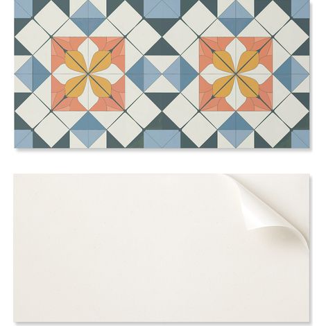 Panel decorativo con gr谩ficos, 100x50 cm, estampado floral geom茅trico.