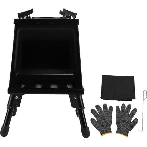 Réchaud à bois pliable en acier inoxydable, compact et portable pour camping randonnée pique-nique, montage rapide sans outil (1/5)