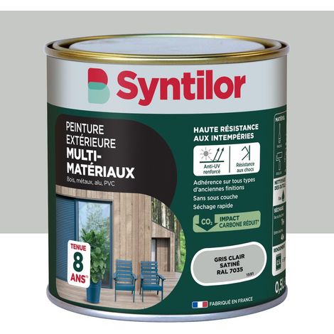 SYNTILOR Peinture exterieure bois, aluminium, pvc . SYNTILOR gris clair satine 0.5l (1/5)