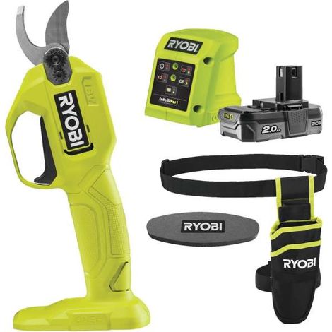 Ryobi RY18SCA-120P Cesoia 18V (1x 2.0Ah) con Fodero e Pietra per affilatura (1/3)