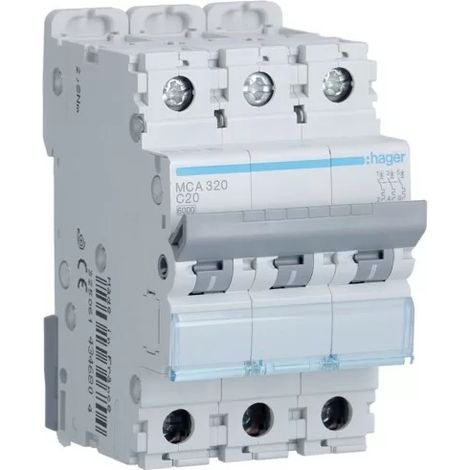 Hager MCA320 Circuit breaker 3P 20A curve C 6/10kA