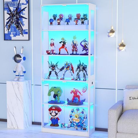 Glasvitrine mit 5 Einlegeböden, LED-Beleuchtung und Bewegungssensor (1/5)