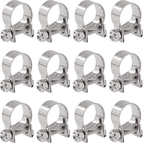 Lot de 12 colliers de serrage en acier inoxydable 304, diamètre 13–15 mm (1/5)