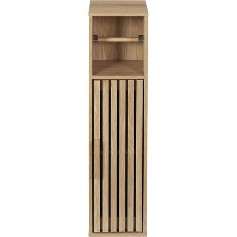 The Home Deco Factory – Meuble dérouleur de papier toilette en bois – Finition métal – Dimensions 20x19x78 cm – Ouverture 1 porte – Couleur marron