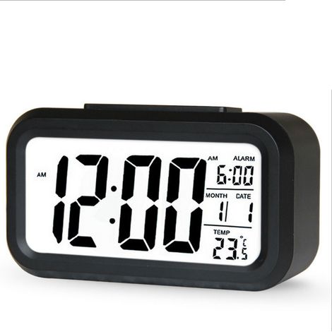 Réveil numérique pour enfants – Indicateur de température – Fonction snooze – Noir –