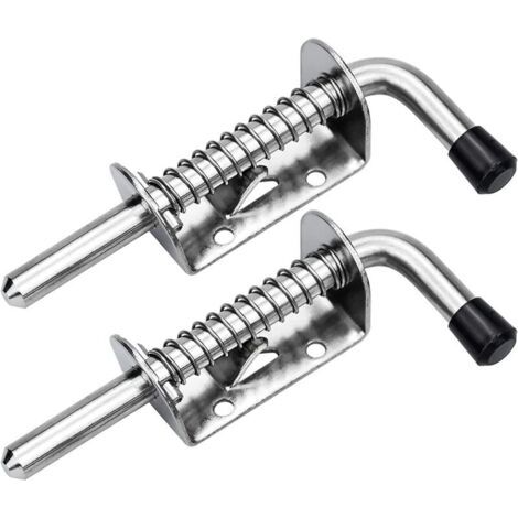 Lot de 2 loquets à ressort en inox 128mm – Verrou de porte pour garage et jardin – Résistance à la corrosion – Installation rapide (1/5)