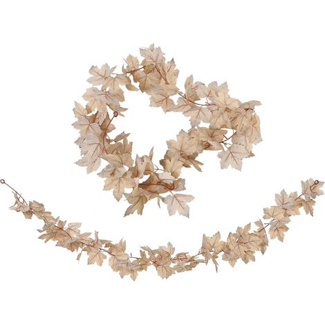 2pièces Guirlande de Érable Artificielles Décoration Automnale pour Cheminée Fête des Récoltes Thanksgiving et Halloween (1/5)