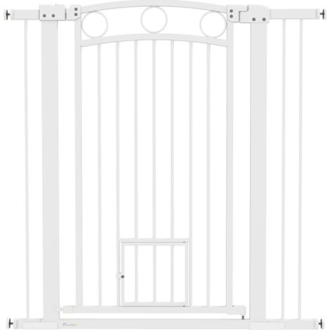 106cm Tall Dog Gate with Cat Door, Adjustable Extensions for Stairs and Doorways, Fits 76-104cm Width (1/5)