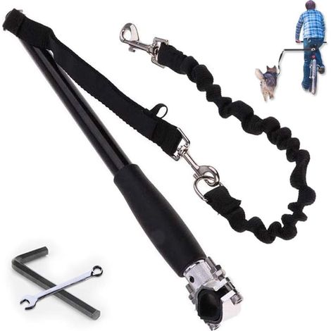 1 Laisse pour chien, système d'attache vélo, guide de sécurité 38cm, amortisseur de chocs, accessoire sport extérieur (1/5)