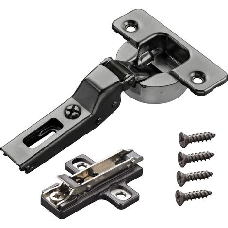 2 x Salice Topfband Serie 700 Titanium anthrazit mit Dämpfer im Topf 110° T48 Mittelanschlag inkl. Kreuz-Montageplatte Höhe 6 mm mit Euroschrauben und Exzenterverstellung Möbelscharnier von SOTECH (1/5)