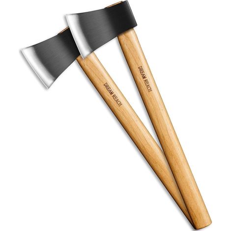 Spaltaxt Axt Handbeil Holzgriff Camping Survival 2PC Hellbraun (1/5)