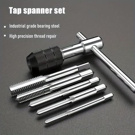 6pcs Réglable Poignée En T Cliquet Porte-taraud Clé Machine Filetage Bouchon En Forme De T Robinet (1/5)