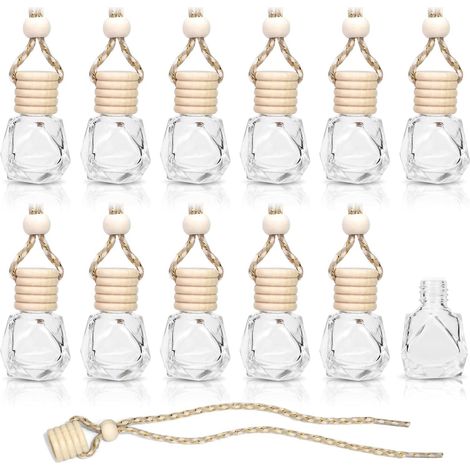 10pcs Car Hanging Diffuser Perfume Bottles Empty Glass Air Freshener Diffuser Bottle Pendant Oil Perfume Bottle Aromatherapy Mirror Decor (1/5)