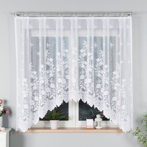 LUDWIKA - Fertiggardine aus Jacquard mit Schnitt unten - 310x160 cm - weiß (1/5)