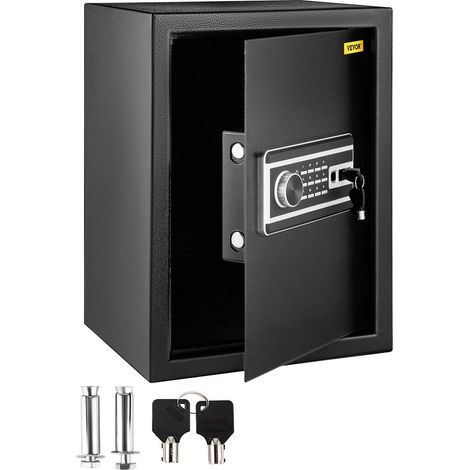 Coffre-fort Biométrique 60 L Coffre de Sécurité Anti-Effraction Empreinte Digitale Code Clé Acier Noir (1/5)