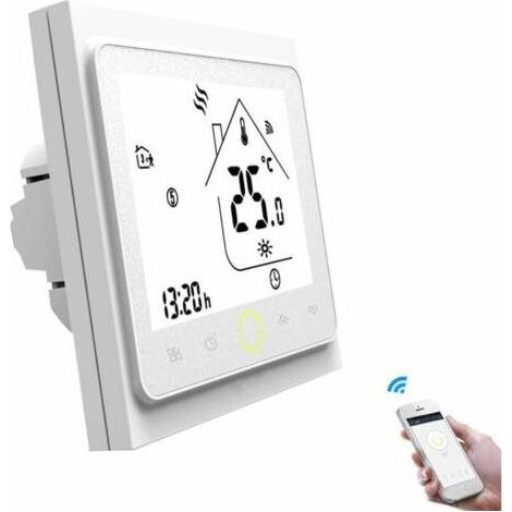 Thermostat de Chauffage au Sol Wi-FI, 16A Alexa Google Compatible avec Sonde, Programmable Thermostat d'ambiance Plancher Chauffant Electrique (Blanc) (1/4)