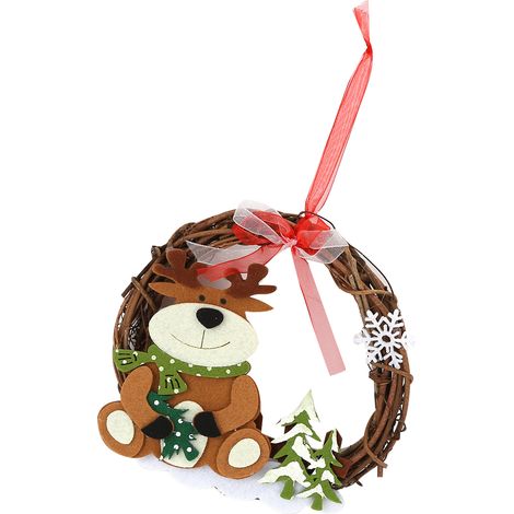 Weihnachtskranz aus Naturrattan – Wanddekoration für Tür, Wohnzimmer, Weihnachten, Hochzeit oder Tischdekoration. (1/5)