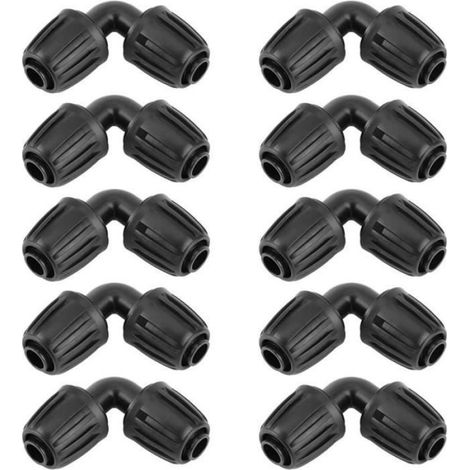Adaptateur Coude Irrigation Goutte à Goutte - 16 mm - Pour Tuyau d'Arrosage Jardin Serre Agriculture - 10 Pièces (1/4)