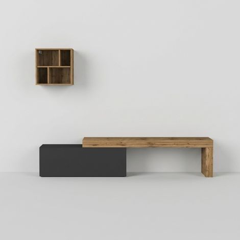 Parete attrezzata soggiorno moderna minimal Chronos n°15 - Antracite (1/5)