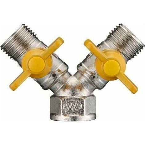Raccord en laiton à double sortie avec inverseur de gaz pour tuyaux – Connexion 2 voies fiable et étanche pour installations industrielles et domestiques (1/5)