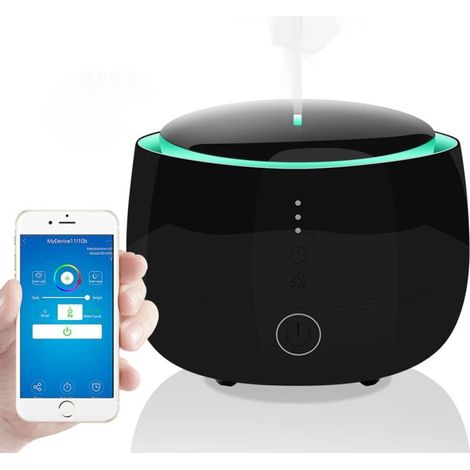 WiFi Smart Essential Oil Diffuser – 300ml Aromatherapy Ultrasonic Cool Mist Humidifier – Compatible Alexa Voice Control for Bedroom Large Room – Black (1/5)