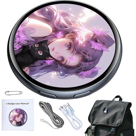 Elektronisches Abzeichen - Sofortige Fotoübertragung HD-Touchscreen Smart-Display-Badge - Für Anime-Fans Erwachsene Kinder ACG-Festival (1/5)