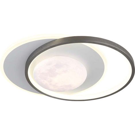 Deckenlampe Deckenleuchte Schlafzimmerlampe rund Mond Design grau weiß D 36,9 cm (1/4)