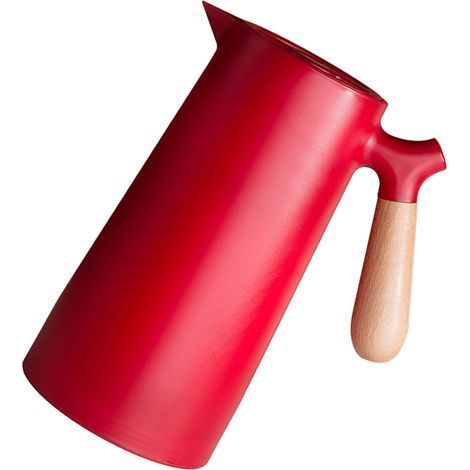 Roter, vakuumisolierter Wasserkocher (1 Liter) für Tee, Wasser und Kaffee, mehrschichtige Glasauskleidung, für Zuhause und Camping (1/5)