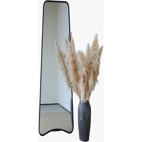 MIRANY Miroir sur pieds rectangulaire en fer noir 122x58 cm (1/5)