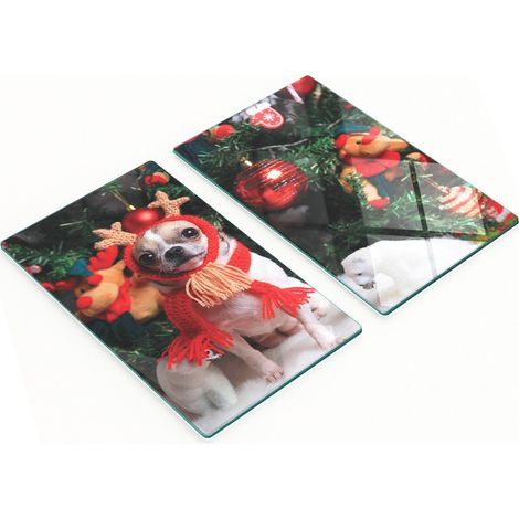 Planches à découper décoratives en verre avec motif sapin de Noël 2x30x52 cm (1/5)