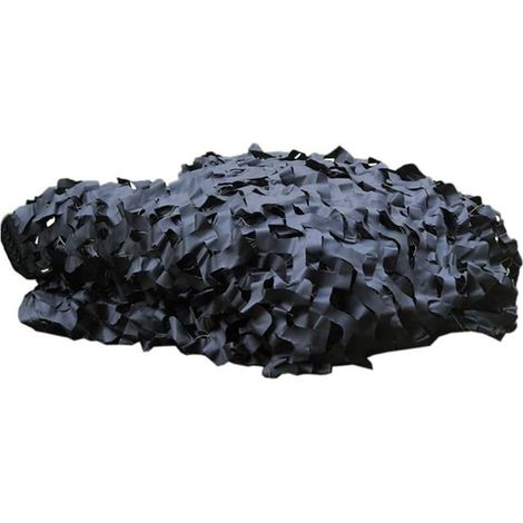 Filet de Camouflage Protection Solaire Camo pour Parasol Camping Chasse Décoration Abri Ombre de Tente Noir 3m x 4m (1/5)