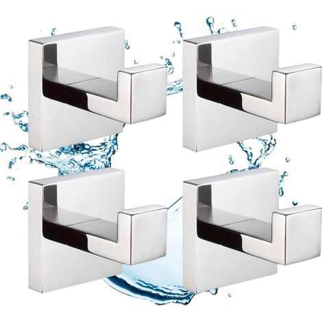 Juego de 4 ganchos cromados para baño, ganchos de pared para el hogar, ganchos para toallas, acero inoxidable SUS304. (1/3)