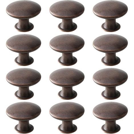 Runde Retro-Schubladengriffe, geeignet für Schubladen, Schränke und Regale (12 Stück, Rotbronze) (1/5)