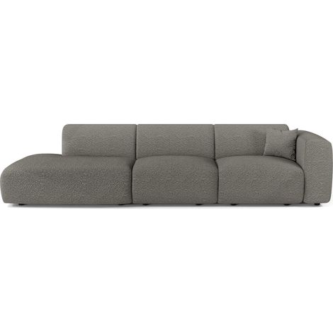 Canapé droit 5 places en tissu bouclette gris graphite MYRA (1/5)
