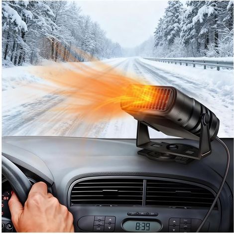1 Chauffage de Voiture 12V, Dégivreur Instantané, Rotation 360°, Réglable 90°, Matériau ABS, pour Pare-brise et Habitacle (1/5)